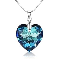 Crystalline Azuria Women 925 Sterling Silver Crystal Heart Pendant Necklace