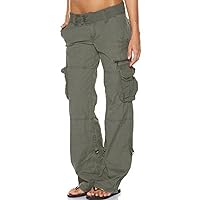 Women Low Waist Cargo Pants Casual Hiking Pant Multi Pocket Tactical Pants Wide Leg Workout Sweatpants Trousers