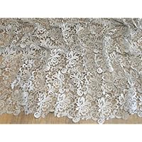 Scalloped Edge Couture Bridal Heavy Guipure Lace Fabric Silver - per metre