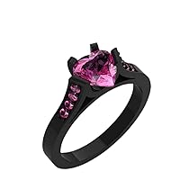 Zircon Ring women Europe and black gold wedding Ring handmade Ring pretty in pink stones R2057