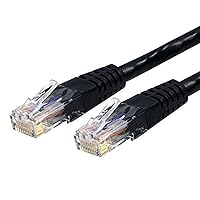 StarTech.com 50ft CAT6 Ethernet Cable - Black CAT 6 Gigabit Ethernet Wire -650MHz 100W PoE++ RJ45 UTP Molded Category 6 Network/Patch Cord w/Strain Relief/Fluke Tested UL/TIA Certified (C6PATCH50BK)