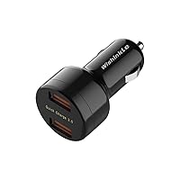 Car Charger, Mini 36W Dual USB QC 3.0 Ports Fast Car Charger Adapter Compatible with Samsung Note 9/Galaxy S10/S9/S8, Black