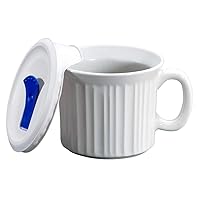 Corningware Plastic 20-Ounce Oven Safe Meal Mug with Vented Lid, French White