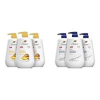 Dove Body Wash with Pump Glowing Mango & Almond Butter 3 Count for Renewed & Body Wash with Pump Deep Moisture For Dry Skin Moisturizing Skin Cleanser