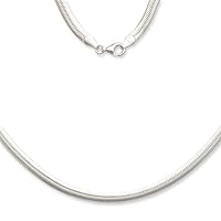 JewelryWeb Sterling Silver Italian 5mm Magic Flex Oval Herringbone Chain Necklace (16-30 Inch)