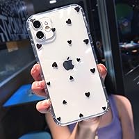for Phone Case Transparent TPU Case with Small for iPhone 13 12 11 Pro Max X XR Xs Max Drop-Proof Clear Protective Soft Cover,Black Heart,for iPhone XR