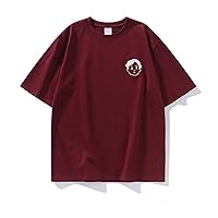 Men's Crewneck Embroidered Short Sleeve T Shirt Cotton T-Shirt for Men，Classic Tee