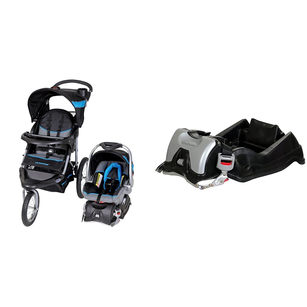 Baby Trend Expedition Jogger Travel System, Millennium Blue + Baby Trend EZ Flec Loc 32 Infant Car Seat Base, Black