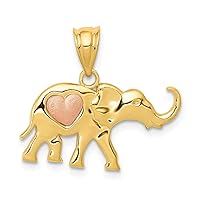 14K Yellow & Rose Gold Elephant w/Heart Charm