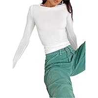 Women Spring Autumn Long Sleeve Slim T-Shirts Streetwear Pullovers Basic Tee Y2k Crop Tops