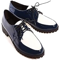 Lace Up Low Heel Oxfords Shoes for Women's Comfort Walking Shoe Round Toe School Dressy Flats Oxford