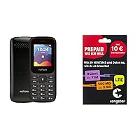 MP myPhone Fusion Button Phone, Large Buttons, Colour Display 1.77 Inches, Battery 600 mAh & Congstar Prepaid Like I Want, SIM Card without Contract, Prepaid Credit Choice Mix in D-Net Quality
