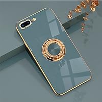 Omorro for iPhone 8 Plus/iPhone 7 Plus Case for Women Ring Holder, 360 TPU Rotation Kickstand Rings Cases with Stand Glitter Plating Rose Gold Work with Magnetic Mount Slim Sleek Luxury Case Girly
