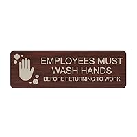 Employees Must Wash Hands Indoor Easy Adhesive Mount Door and Wall Sign for Restaurants and Small Businesses 3