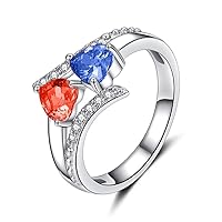 Valentine's Gift Ring Natural Double Heart Gemstones Bride Princess Wedding Ring Blue Red Size 9 Creative And Exquisite Workmanship Deft and Attractive