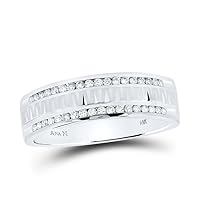 The Diamond Deal 14kt White Gold Mens Round Diamond Wedding Band Ring 1/4 Cttw