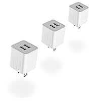 USB Charger Dual Port 10W Wall Charger Adapter,GKW USB Charger Block Plug 3-Pack, Charging Box Brick, Cube for iPhone 15 Pro 14 13 12 Mini SE, iPad, AirPods, Galaxy S22 S21 Note 20, HTC, Moto, LG