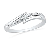 10KT White Gold Round Diamond Bypass Promise Ring (0.12 cttw)
