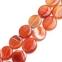 GEM-Inside Natural 28mm Coin Red Stripe Agate Gemstone Loose Beads Energy Stone Handmade Beads for Jewelry Making Jewelry Beading Supplies for Women