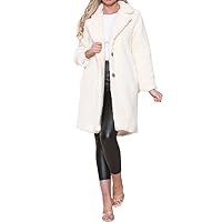 Womens Fleece Oversize Fit Coat Faux Fur Warm Jacket Ladies Side Pocket Overcoat