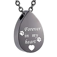 misyou Forever in My Heart Cremation Jewelry Keepsake Memorial Urn Necklace Engraved paw Print Pendant