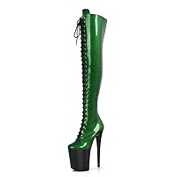 20cm Round Toe Gothic Gladiator Lace Up 8Inch Exotic Dancer Sexy Over The Knee Boots Pole Dance Stripper High Heels Catwalk