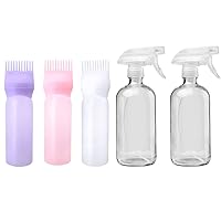 Cosywell Root Comb Applicator Bottle 6 Ounce Hair Dye Applicator Brush 3 Pack Applicator Bottle for Hair Glass Spray Bottles Empty 16oz for Essential Oils with Funnel Lables