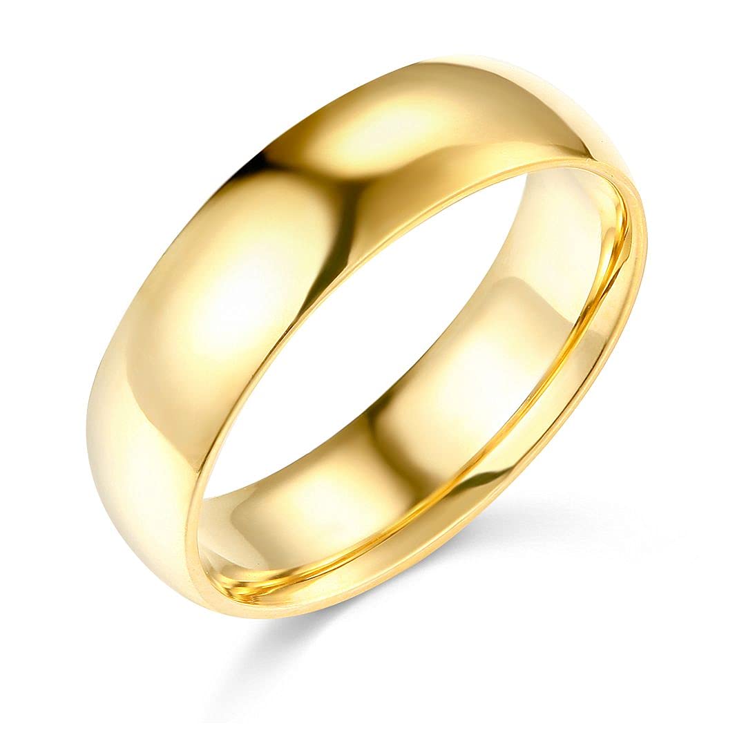 14k Yellow Gold 6mm SOLID Heavy COMFORT FIT Plain Wedding Band - Size 8.5