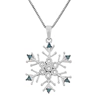Sterling-Silver 1/10CTTW White Diamond Snowflake Necklace