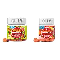 OLLY Multi + Probiotic Adult Multivitamin Gummy, 1 Billion CFUs, Digestive and Immune Support & Probiotic + Prebiotic Gummy, Digestive Support and Gut Health, 500 Million CFUs, Fiber