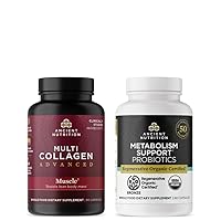 Ancient Nutrition Multi Collagen Advanced Capsules, Muscle, 90 Count + Regenerative Organic Certified Metabolism Support Probiotics Capsules, 60 Count