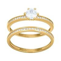 10k Yellow Gold Womens CZ Cubic Zirconia Simulated Diamond Duo Bridal Ring Set Jewelry for Women