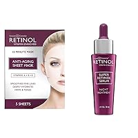 Retinol Anti-Aging Sheet Mask 6X Super Serum – Unique, Intensive Formula Accelerates Skin Renewal While You Sleep.