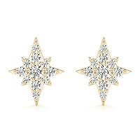 Star Diamond Earring in 14K Yellow Gold