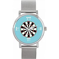 Blue Roman Numerals Dartboard Watch Ladies 38mm Case 3atm Water Resistant Custom Designed Quartz Movement Luxury Fashionable