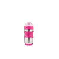 Kid Basix Safe Sporter | Lunch & Sport Stainless Steel Water Bottle | Easy Pull Spout | Mud Cap|Dishwasher Safe |Holds 12 Oz. | Fuchsia