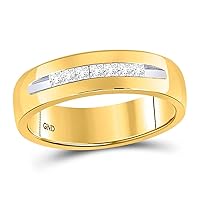 The Diamond Deal 14kt Yellow Gold Mens Princess Diamond Wedding Band Ring 1/4 Cttw