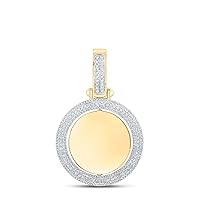 The Diamond Deal 10kt Yellow Gold Mens Round Diamond Memory Circle Charm Pendant 1-1/2 Cttw
