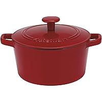Chef's Classic Enameled Cast Iron 3-Quart Round Covered Casserole, Cardinal Red