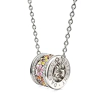 Daffany Colorful Flowers Pendant Necklace 925 Sterling Silver Necklace Jewelry Gift for Women Girls