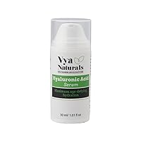 Vya Naturals Hyaluronic Acid Face Serum With Vitamin C - This Premium Serum Will Hydrate & Brighten Skin, Diminish Lines + Wrinkles - Non-Greasy, Paraben-free Formula 30ml