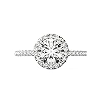 3 Carat Round Diamond Moissanite Engagement Ring Wedding Ring Eternity Band Vintage Solitaire Halo Hidden Prong Setting Silver Jewelry Anniversary Promise Ring Gift
