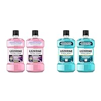Listerine Total Care Zero Alcohol Anticavity and Cool Mint Antiseptic Mouthwashes, Bad Breath Treatment, Plaque Protection, Gum Disease Prevention, Packs of 2, 1 L