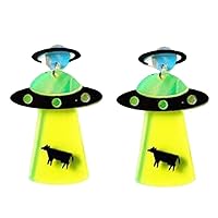 Zonfer UFO Drop Acrylic Earring Spaceship Earrings Creative Geometric Ear Jewelry Accessories