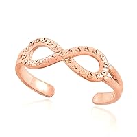 ROSE GOLD INFINITY TOE RING WITH HEARTS TEXTURE - Gold Purity:: 10K