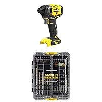 Stanley FatMax 18 V Impact Wrench SFMCF810B (170 Nm, Brushless Motor with Full Metal Planetary Gear, Battery and Charger Not Included) + Stanley FatMax 49-Piece Bit and Drill Set STA88563