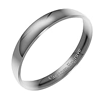 Everstone Custom Personalize Engrave Shiny Polish Dome Ring Male Female Men Women His Her Groom Bride Promise Ring Wedding Bands Titanium Ring Color: Platinum Sz