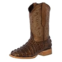 Texas Legacy Mens Off White Western Leather Cowboy Boots Crocodile Tail Print