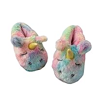Cute Rainbow Unicorn Slippers Plush Animal Slippers Winter Warm Home Indoor Slippers