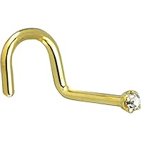Body Candy 14k Yellow Gold 1.5mm (0.015 cttw) Right Diamond Nose Stud Rings Piercing 18 Gauge 1/4